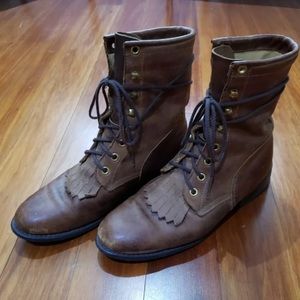 Women’s Brown Kiltie Lace Up Boots Size 8